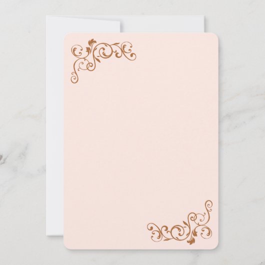 ヴィンテージアンティークフローリッシュスクロールテラコッタ写真 セーブザデート (裏面)