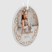 ヴィンテージアンティークフローリッシュスクロールフォトフレーム オーナメント (正面)