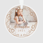 ヴィンテージアンティークフローリッシュスクロールフォトフレーム オーナメント (裏面)