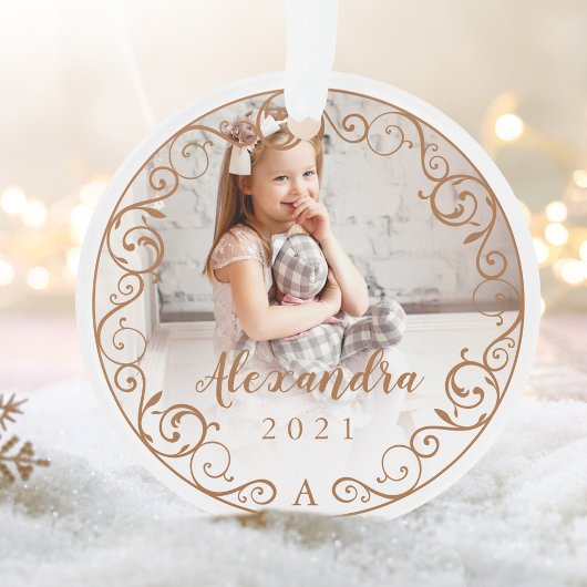 ヴィンテージアンティークフローリッシュスクロールフォトフレーム オーナメント