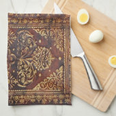 ヴィンテージアンティークブックイメージ キッチンタオル (四つ折り)