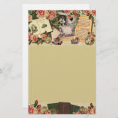 ヴィンテージアンティークブック&バラコラージュ 便箋 (正面/裏面)