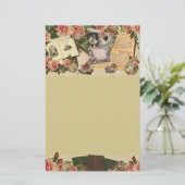 ヴィンテージアンティークブック&バラコラージュ 便箋 (スタンド正面)