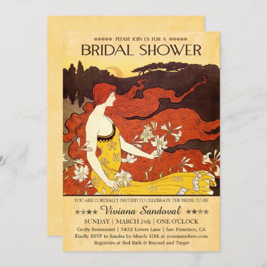 ヴィンテージアンティークブライダルシャワー招待状 招待状 (正面/裏面)