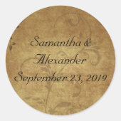 ヴィンテージアンティークブラウンスワールマッチング封筒用シール ラウンドシール (正面)