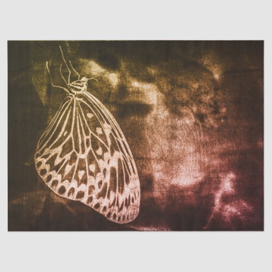 ヴィンテージアンティークブラウンバタフライデカップアート 薄葉紙 (正面)