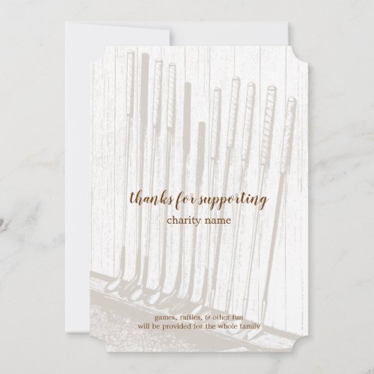 ヴィンテージアンティークブラウン&ホワイトゴルフ資金集め 招待状 (裏面)