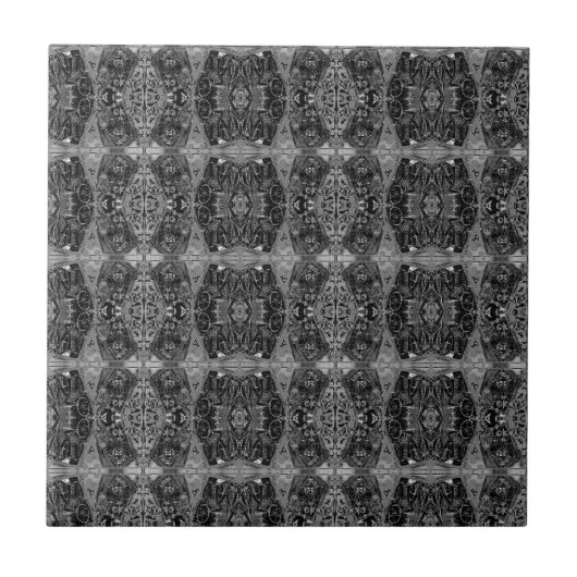 ヴィンテージアンティークブラックアンドホワイトアールヌーボー タイル (正面)