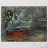 ヴィンテージアンティークブラックレッド古いスクリプトシートミュージック (裏面)