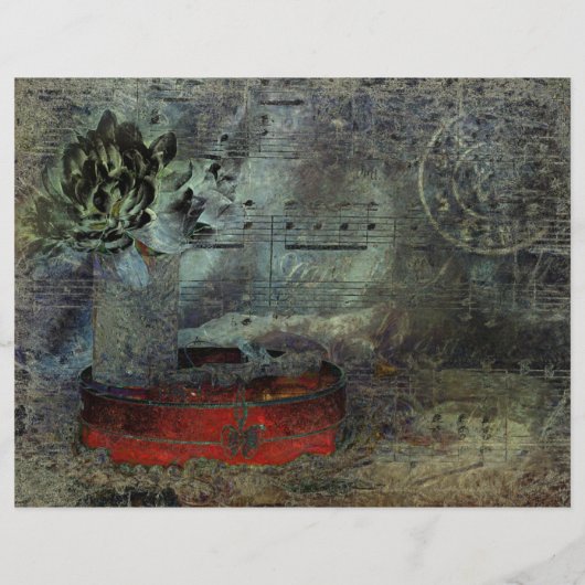 ヴィンテージアンティークブラックレッド古いスクリプトシートミュージック (裏面)