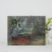 ヴィンテージアンティークブラックレッド古いスクリプトシートミュージック (スタンド正面)