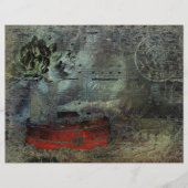 ヴィンテージアンティークブラックレッド古いスクリプトシートミュージック (正面)