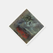 ヴィンテージアンティークブラックレッド古いスクリプトシートミュージック スタンダードカクテルナプキン (角)