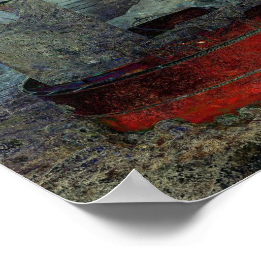 ヴィンテージアンティークブラックレッド古いスクリプトシートミュージック ポスター (角)