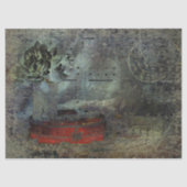 ヴィンテージアンティークブラックレッド古いスクリプトシートミュージック 薄葉紙 (正面)