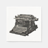 ヴィンテージアンティークブラック古いタイプライタファッションドー スタンダードカクテルナプキン (正面)