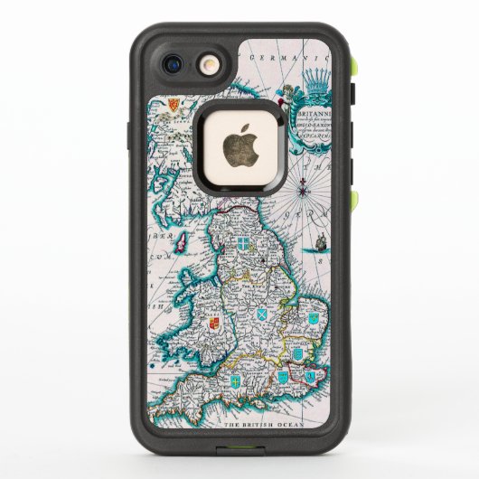 ヴィンテージアンティークブリタニアの地図 LifeProof iPhoneケース (裏面)