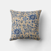 ヴィンテージアンティークブルーインディゴ&タウペ クッション (裏面)