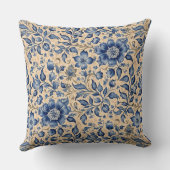 ヴィンテージアンティークブルーインディゴ&タウペ クッション (裏面)