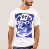 ヴィンテージアンティークブルーウィローパターン1790年頃 Tシャツ (正面)