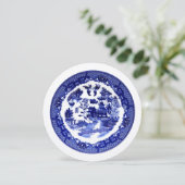 ヴィンテージアンティークブルーウィロー模様高精細カード 招待状 (スタンド正面)