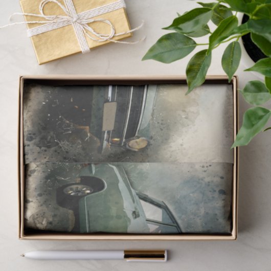 ヴィンテージアンティークブルーカーデクページ 薄葉紙 (ギフト)