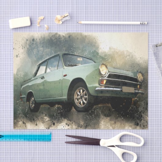 ヴィンテージアンティークブルーカーデクページ 薄葉紙 (クラフト)