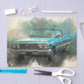 ヴィンテージアンティークブルーカーデクページ 薄葉紙 (クラフト)