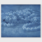 ヴィンテージアンティークブルーホワイトウォーターカラーパール ラッピングペーパー (フラット)