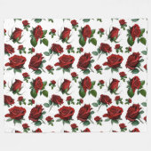 ヴィンテージアンティークベッドのバラ フリースブランケット (正面(横))