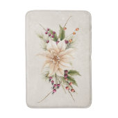 ヴィンテージアンティークホワイトクリスマスポインセチア バスマット (正面縦)