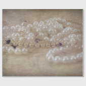 ヴィンテージアンティークホワイトパールズセピアブラウンデコパージュ ラッピングペーパー (フラット)