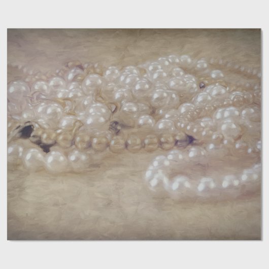 ヴィンテージアンティークホワイトパールズセピアブラウンデコパージュ ラッピングペーパー (フラット)