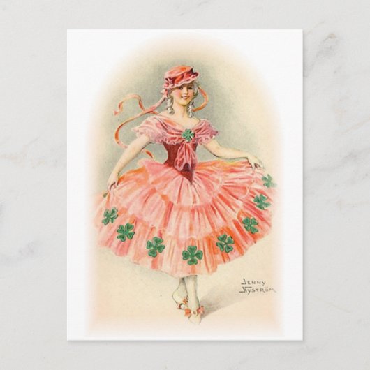 ヴィンテージアンティークポートレートと女性のイラスト ポストカード (正面)