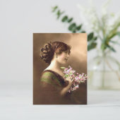 ヴィンテージアンティークポートレートと女性のイラスト ポストカード (スタンド正面)