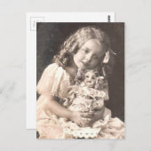 ヴィンテージアンティークポートレートの女の子とその人形 ポストカード (正面/裏面)
