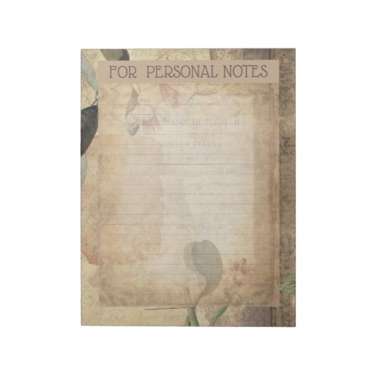 ヴィンテージアンティークマグノリア花抽象芸術エフェメラ ノートパッド (回転)