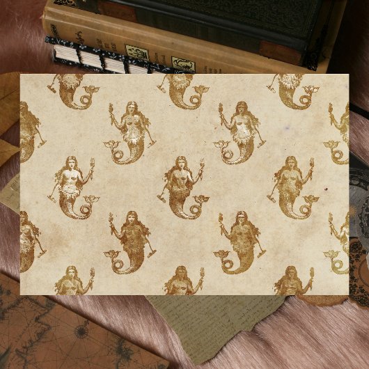 ヴィンテージアンティークマーメイドデクページティッシュペーパー 薄葉紙