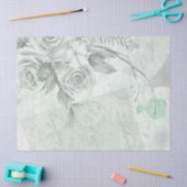 ヴィンテージアンティークミントグレイバラデクページ 薄葉紙 (クラフト)