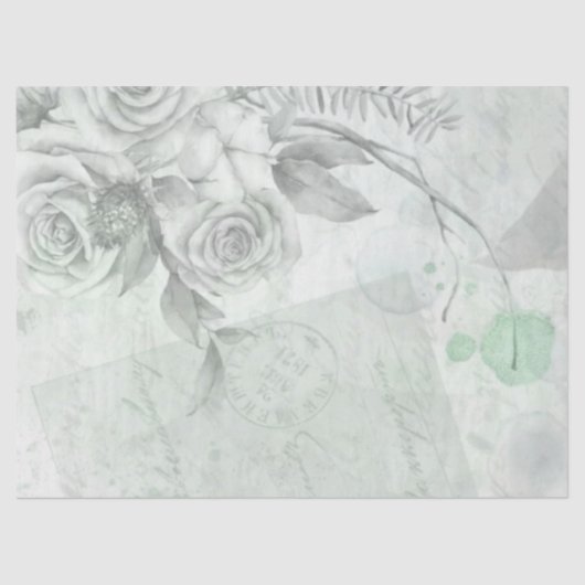 ヴィンテージアンティークミントグレイバラデクページ 薄葉紙 (正面)