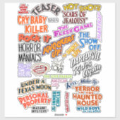 ヴィンテージアンティークムービーのタイトル単語フレーズ引用文 シール (シート)