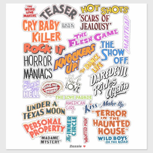 ヴィンテージアンティークムービーのタイトル単語フレーズ引用文 シール (シート)