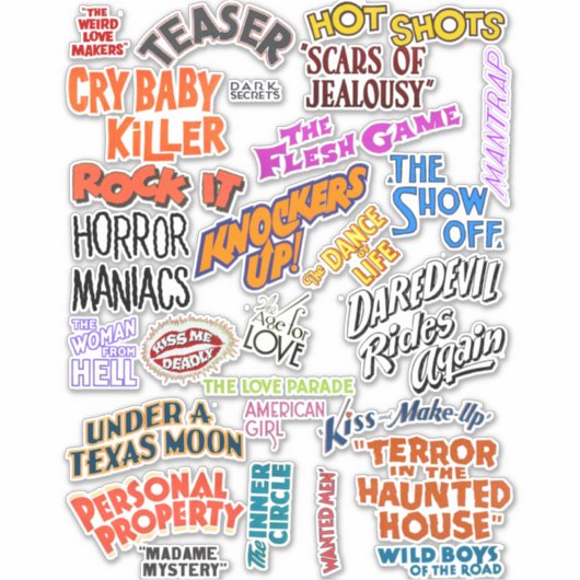 ヴィンテージアンティークムービーのタイトル単語フレーズ引用文 シール (正面)