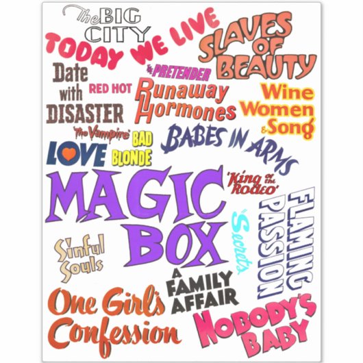 ヴィンテージアンティークムービー語句文字引用文 シール (正面)