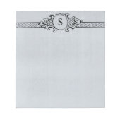 ヴィンテージアンティークモノグラムグレイ結婚ブルー ノートパッド (正面)