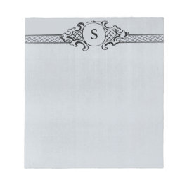 ヴィンテージアンティークモノグラムグレイ結婚ブルー ノートパッド