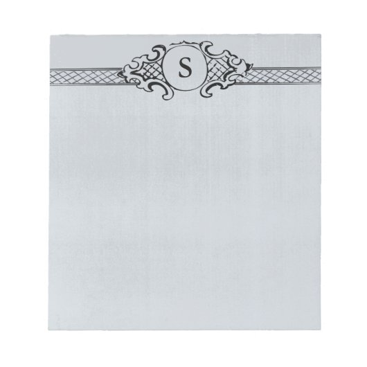 ヴィンテージアンティークモノグラムグレイ結婚ブルー ノートパッド (正面)