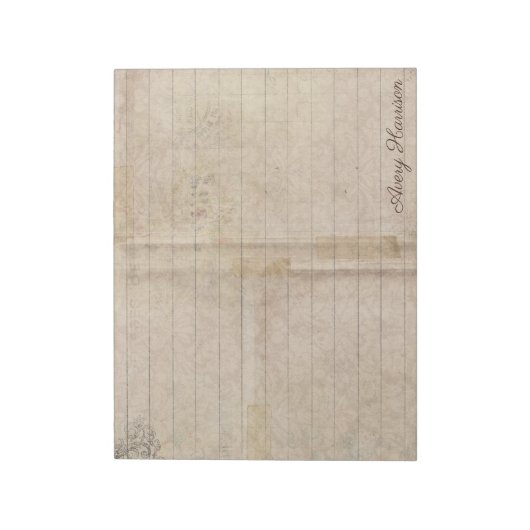 ヴィンテージアンティークライニングジャーナル名前をカスタムする ノートパッド (回転)