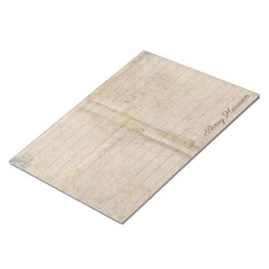 ヴィンテージアンティークライニングジャーナル名前をカスタムする ノートパッド (アングル)