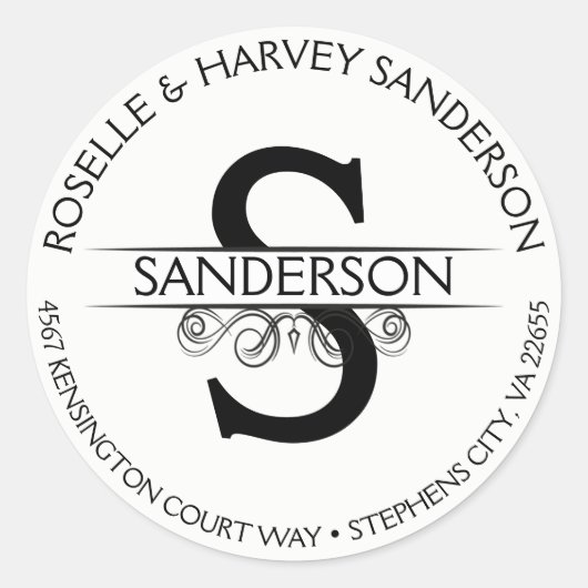 ヴィンテージアンティークラウンドサーキュラー名と住所 ラウンドシール (正面)